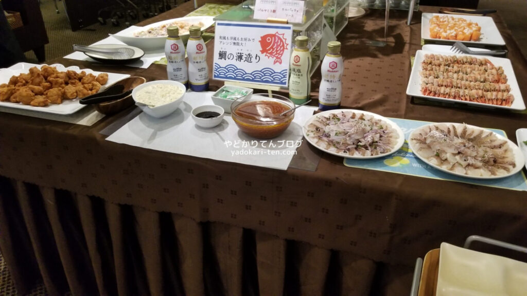 華乃湯バイキングの鯛の薄造り