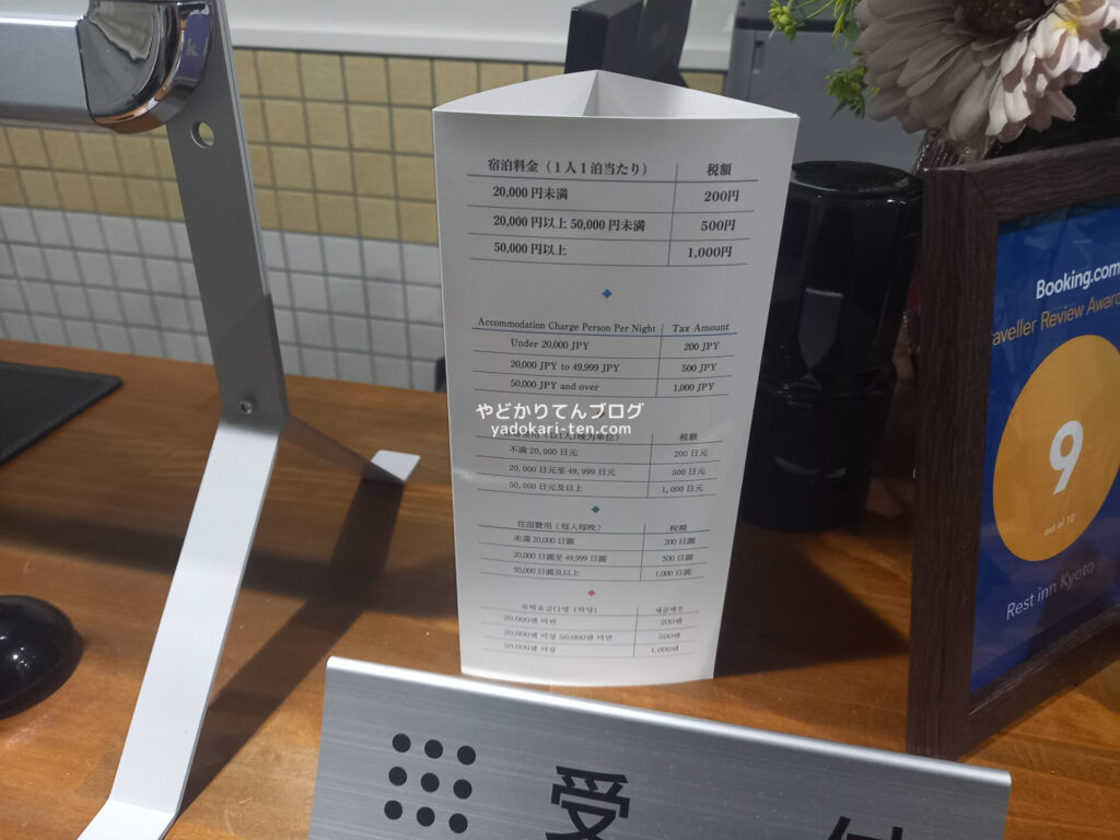 レストイン京都の宿泊税
