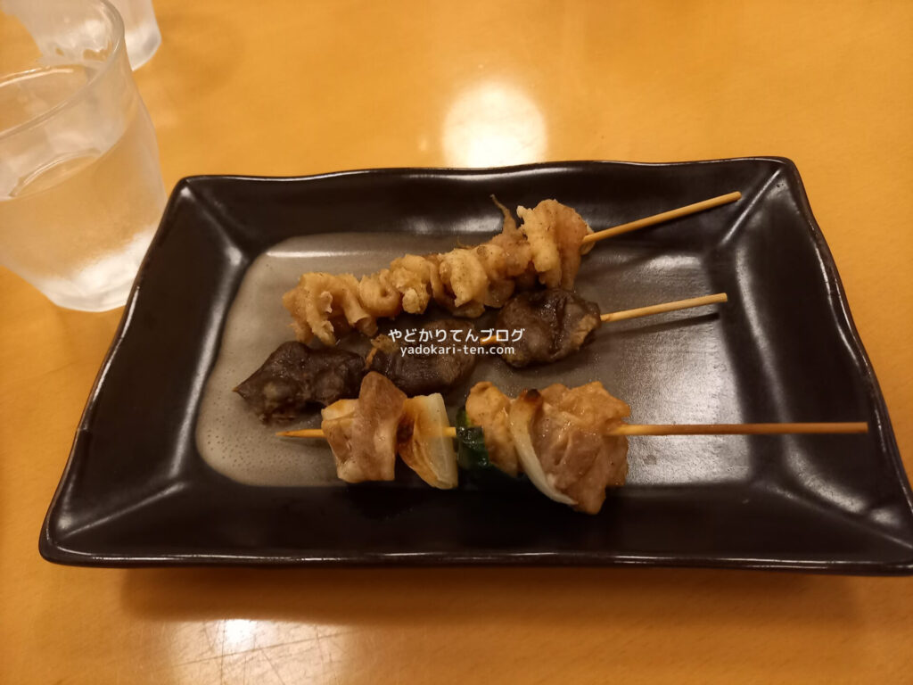 長寿の湯の食事処で食べた焼き鳥
