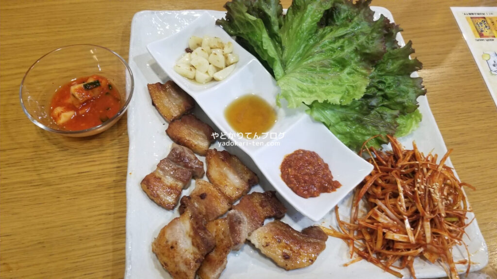 たかのばしホテル近くの韓味家のサムギョプサル