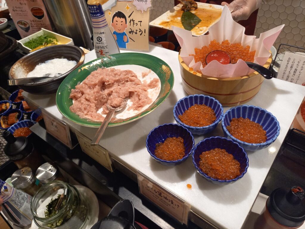 ホテルグレイスリー京都三条の朝食バイキングにあるいくら食べ放題